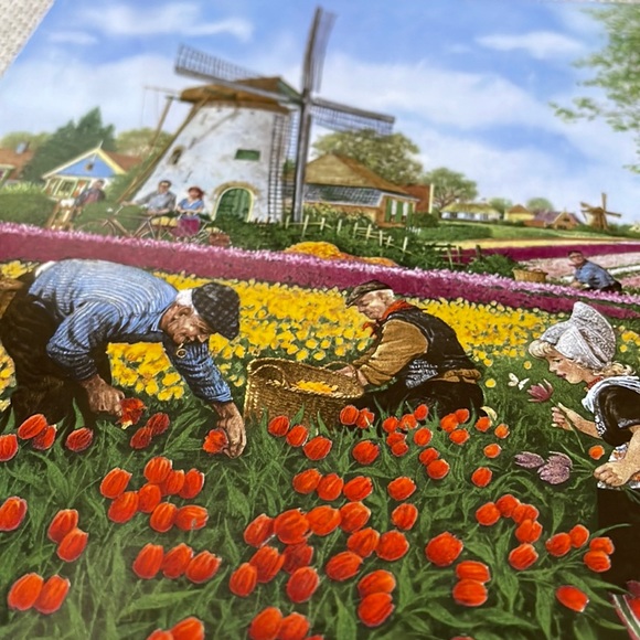 VTG 1984 Ter Steege Tile Royal Mosa made in Holland Tulips Harvest 6” - Picture 2 of 8